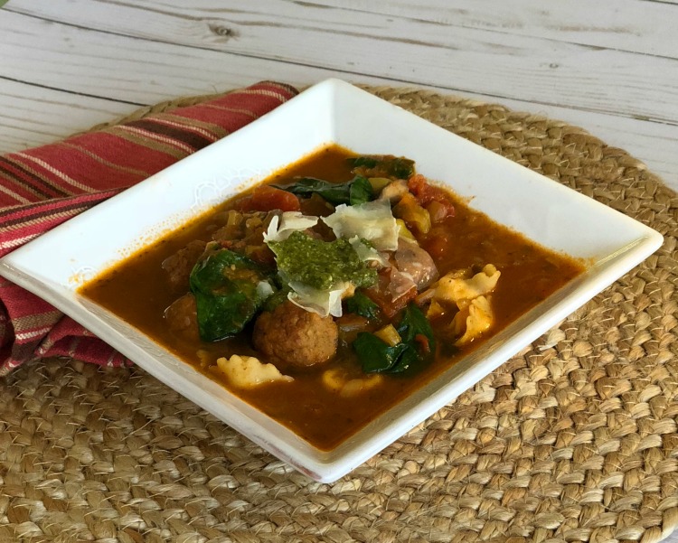 Turkey Meatball, Tortellini and Spinach Soup Dining With Debbie