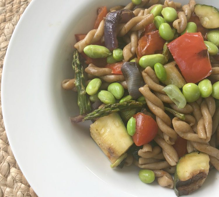 Grilled Vegetable Pasta Salad with Edamame